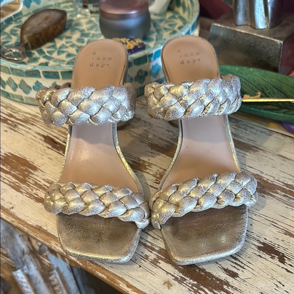 A New Day Metallic Gold Braided Sandals